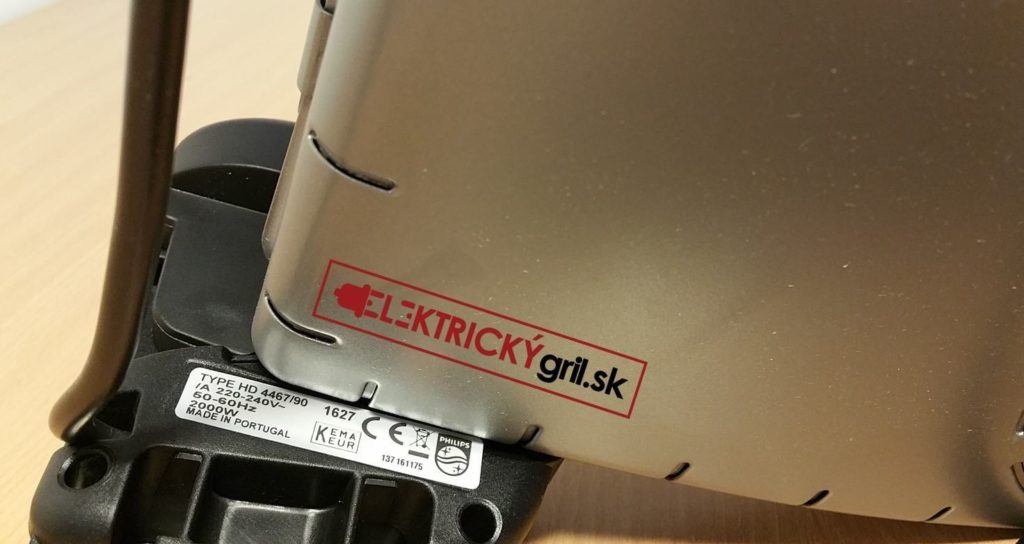 Štítok elektrického grilu Philips